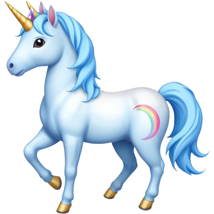 Full boda unicorn happy with hair skyblue emoji