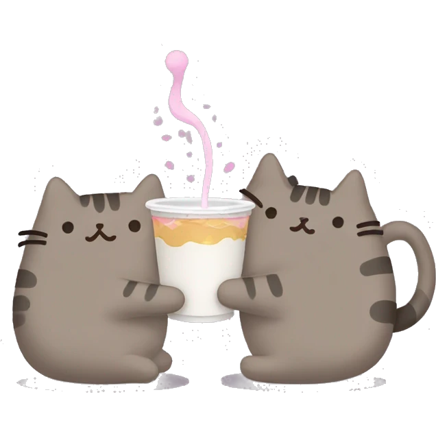 Pusheen drinking from double cup emoji