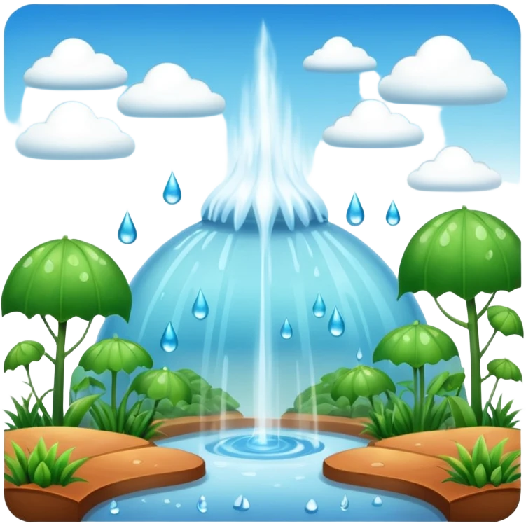 Create a greenhouse effect humid weather landskape imag humid more humid add draps falling emoji