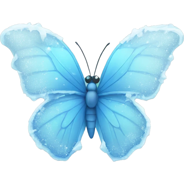 frozen blue butterfly with ice and snow emoji