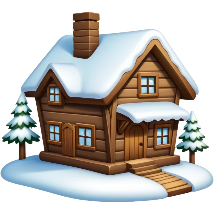 wood house with snow emoji