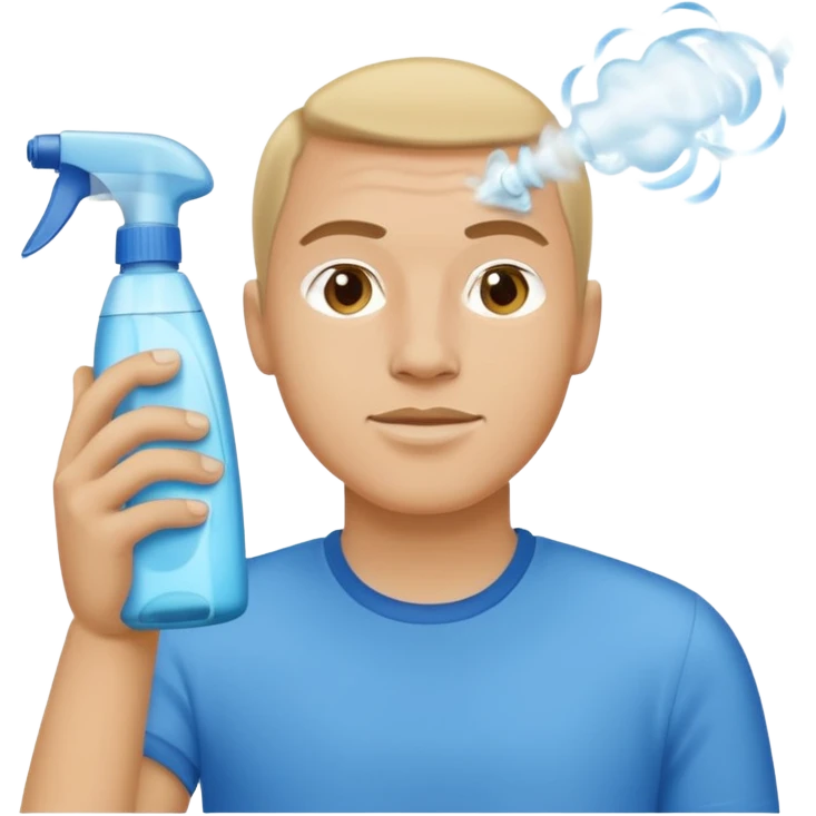 ligth man spraying with spray febreze emoji
