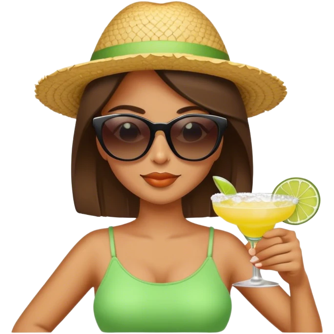 a girl with sunglasses relaxing with a margarita emoji