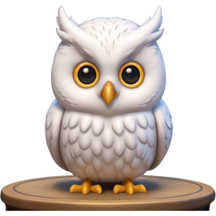 “3D emoji of a magical [white 🦉], Harry Potter style, Hogwarts magic, fantasy atmosphere, soft glow, cinematic lighting, high detail” emoji