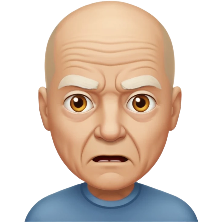 agressive elderly man, bald head emoji