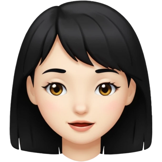 girl with black hair and side bangs, winking emoji