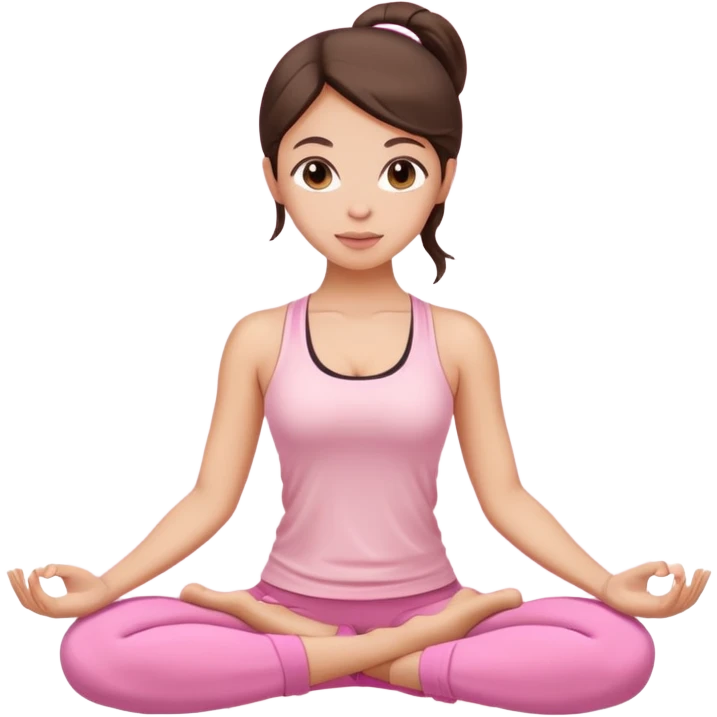 brunette yoga girl light pink clothes n emoji