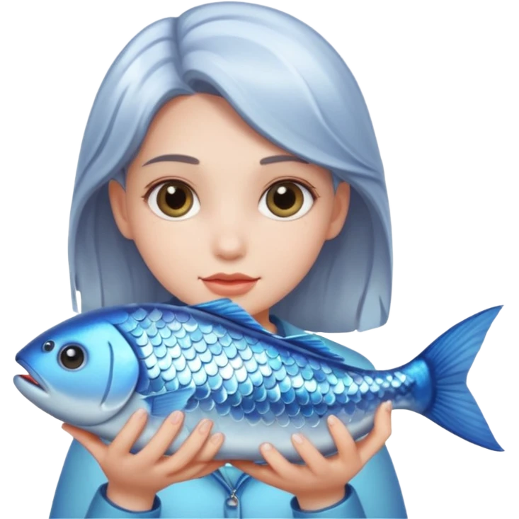 girl with fish emoji
