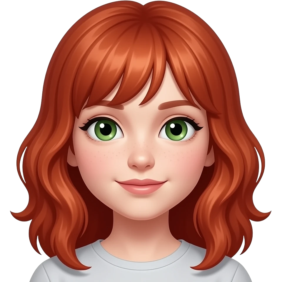 RED FIRE HAIR GIRL WITH LIGHT AND GREEN EYES emoji