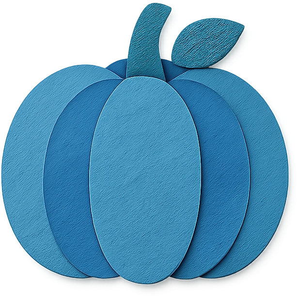 blue pumpkin in paper craft style emoji