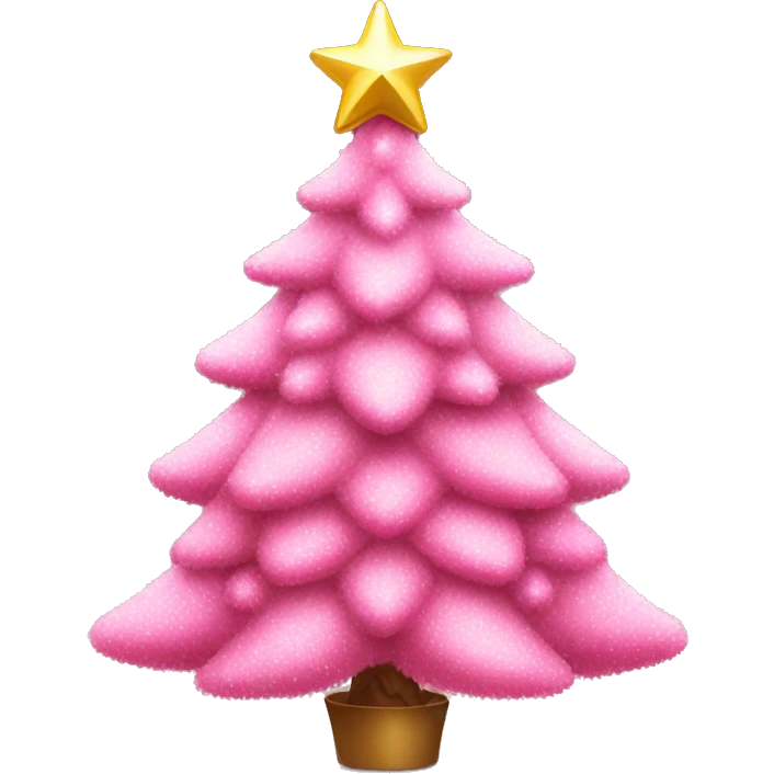 A pink Christmas tree with  pink decorations and what a star emoji