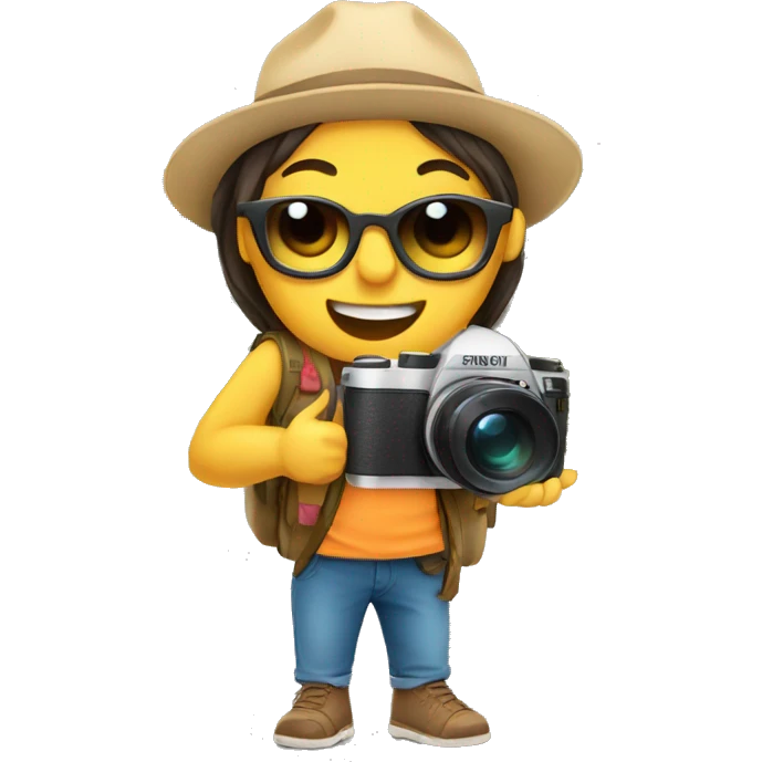 Cute tourist taking pics emoji