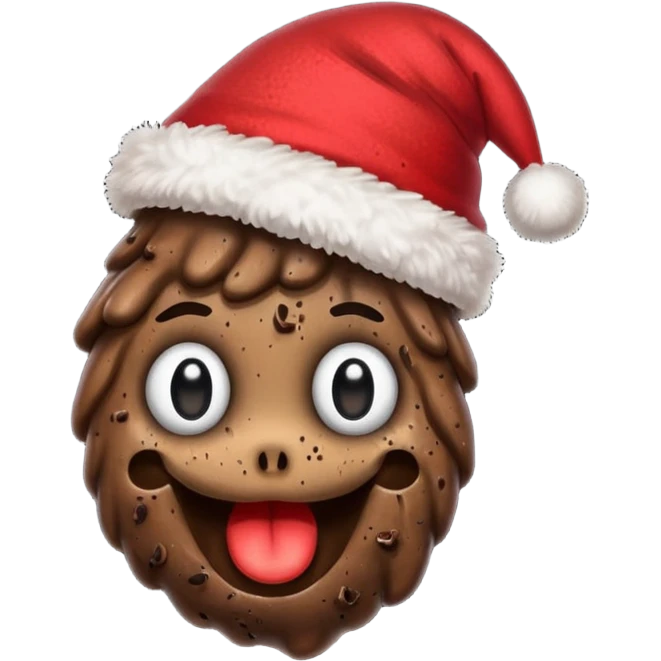 A piece of poop with a Christmas hat on it emoji