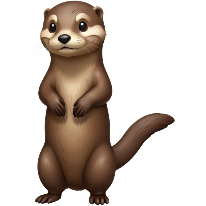 cinematic-noble [otter]-realistic-full-body-standing-emoji,-tail-tucked-close,-head-tilted-dramatically,-sleek-[brown]-fur,-simplified-yet-realistic-focused-features,-highly-detailed,-glowing-with-an-almost-sarcastic-glow  expressive eyes emoji