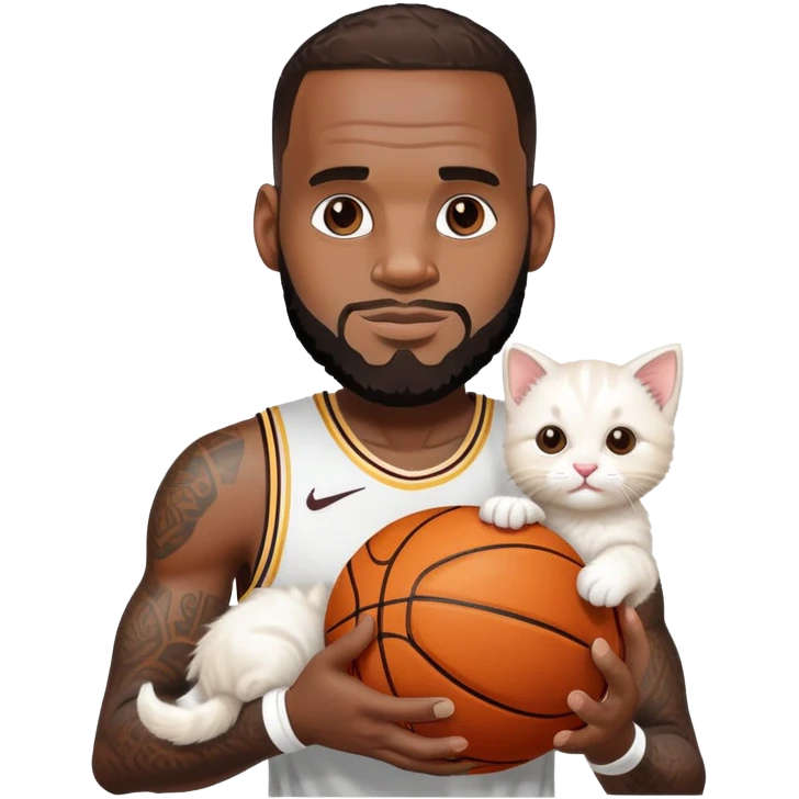 LeBron James handing a kitten and a basketball emoji