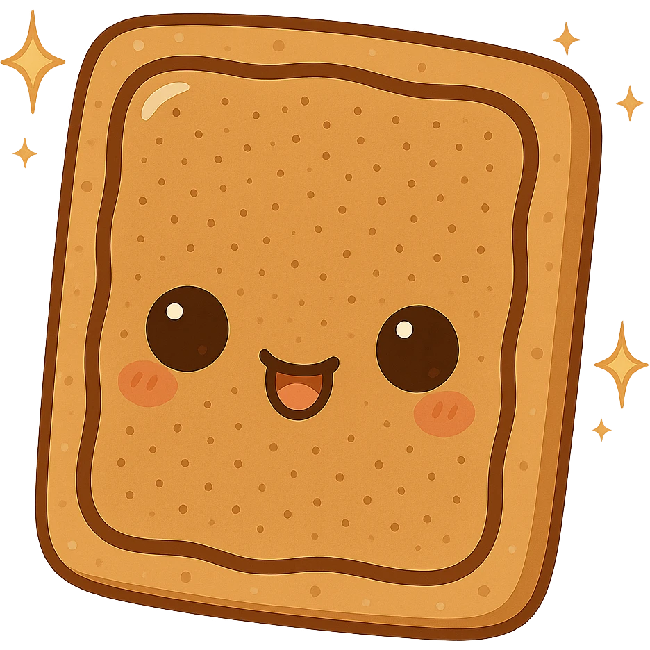 Add sparkles to the chibi brown sugar cinnamon poptart, making it look magical and shiny, while keeping the transparent background. emoji