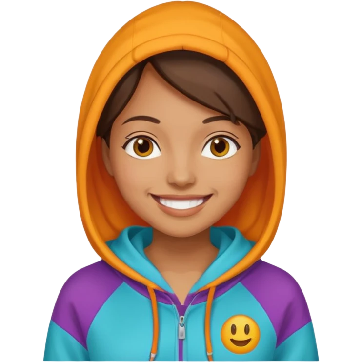 woman with a colorful hoodie emoji