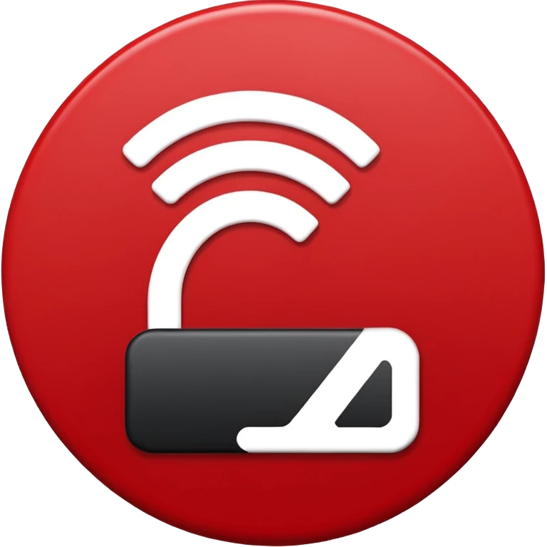 Minimalist “No Wi-Fi” icon, flat vector style on white background. A clean black Wi-Fi signal symbol inside a bold red circle with a diagonal clearly shows no internet connection or poor connection. No text, shadows, or extra details emoji