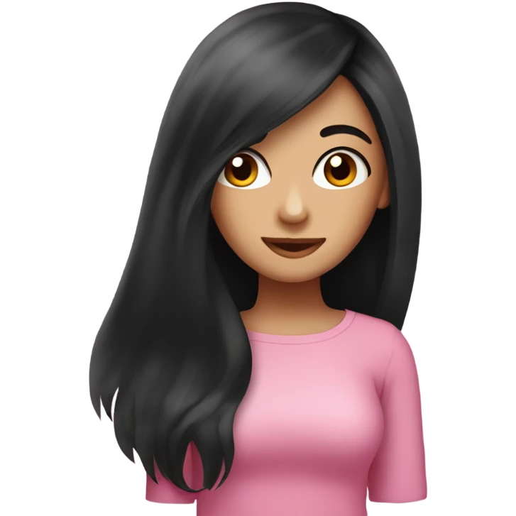 pretty girl with long black hair pink blus emoji