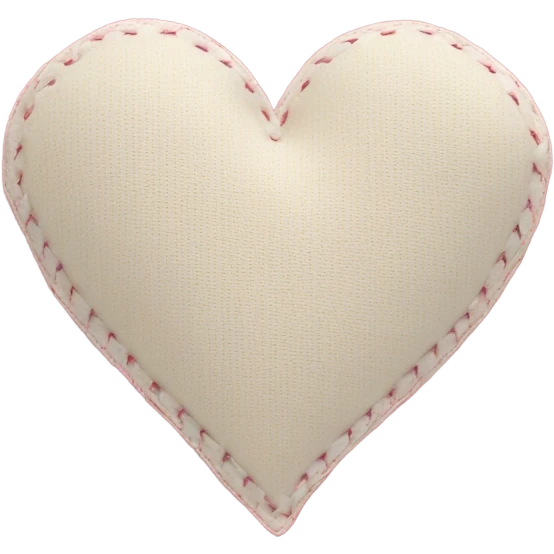 Fabric cream and pink heart with white stitching emoji