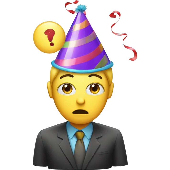 sad person in party hat blowing a party popper emoji