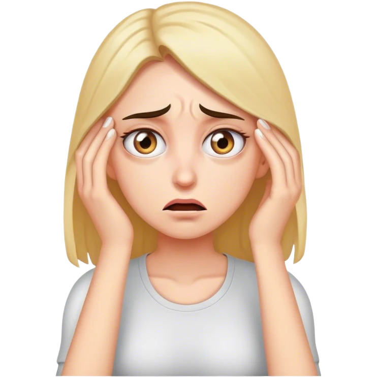 Stressed woman with eye twitch emoji