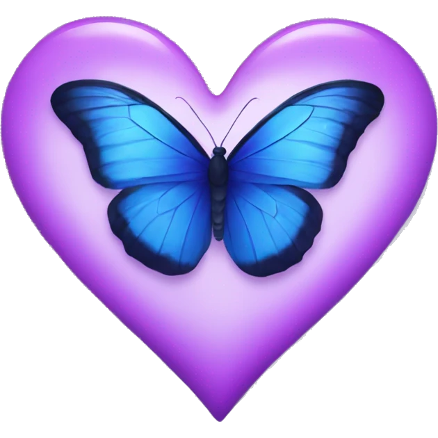blue butterfly inside a purple heart emoji