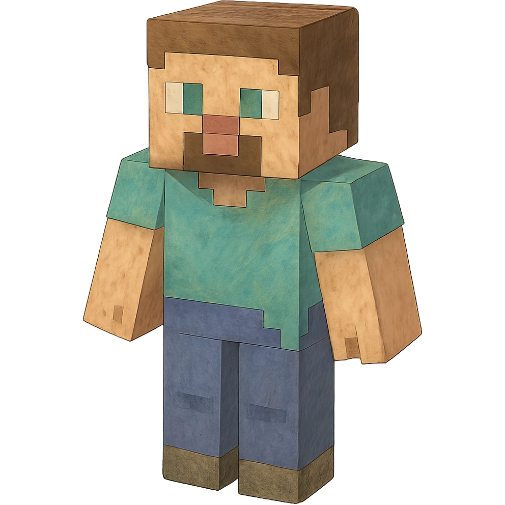 minecraft steve, ghibli style illustration emoji