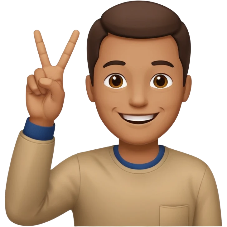 memoji face iphone: men, a solo hiker with happy face and a piece handsign emoji