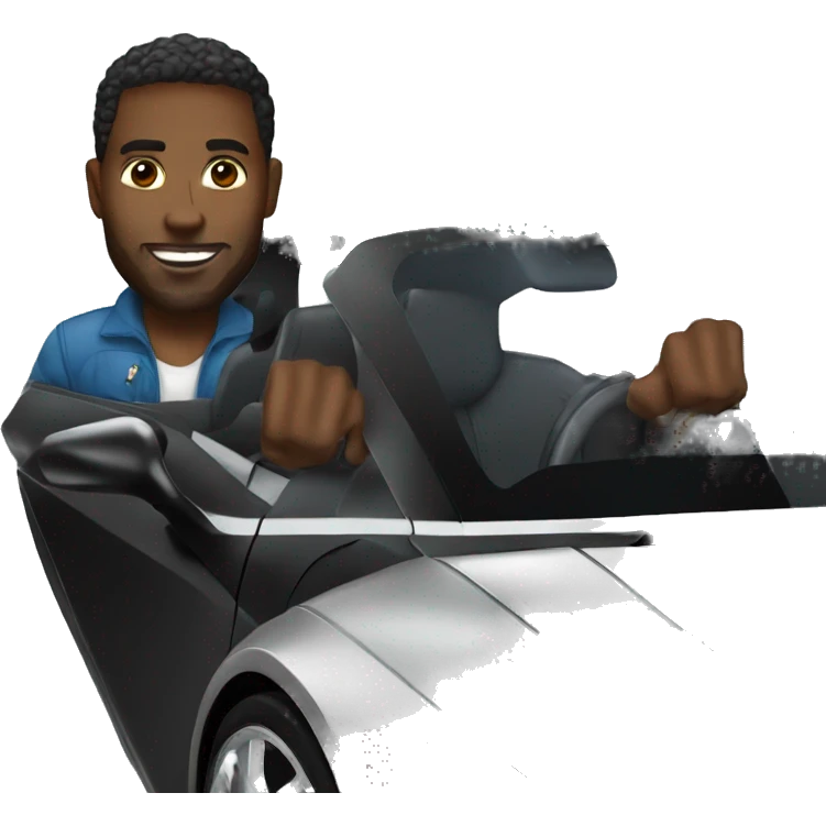 black man driving Lamborghini  emoji