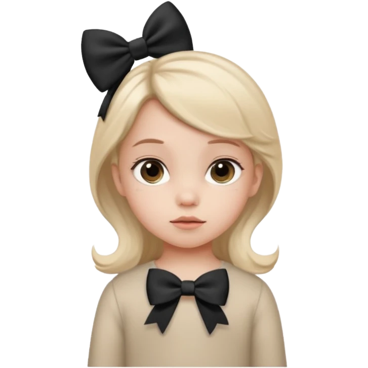 una chica pequeña con una cola color negro  3 años emoji