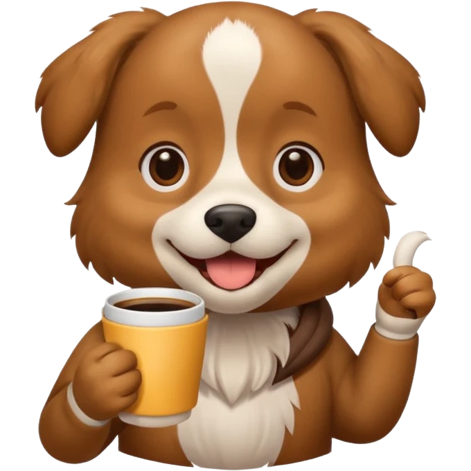 Dog with a cup of coffee emoji