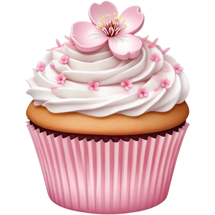 Cute Pastel pink and white Cherry Blossom Sakura Cupcake emoji
