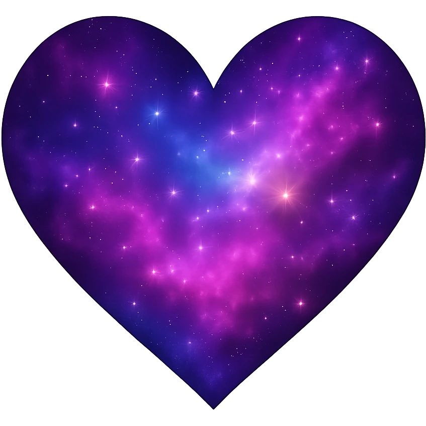 Isolate the heart with a cosmic nebula effect, no background, in a gpt-image style. emoji