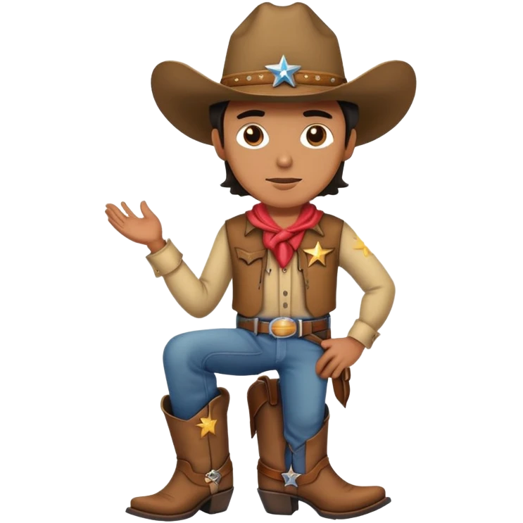 Cowboy with a star on his shirt, wearing a cowboy hat and boots emoji