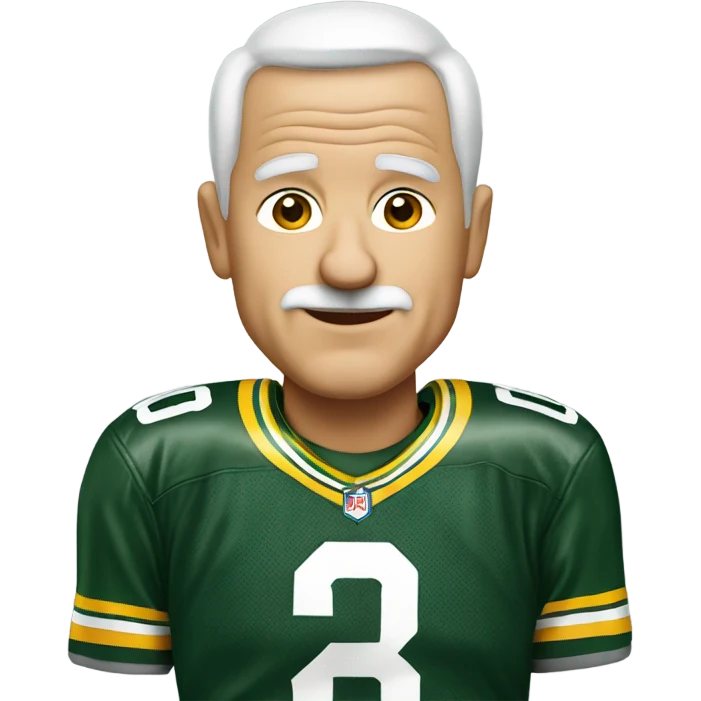 Old guy white buzzed hair with packers jersey number 4  emoji