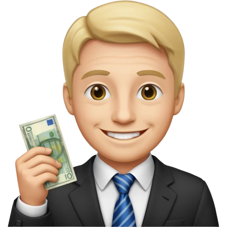 AN UNCLE with a tie in business clothes and with euro money
 emoji