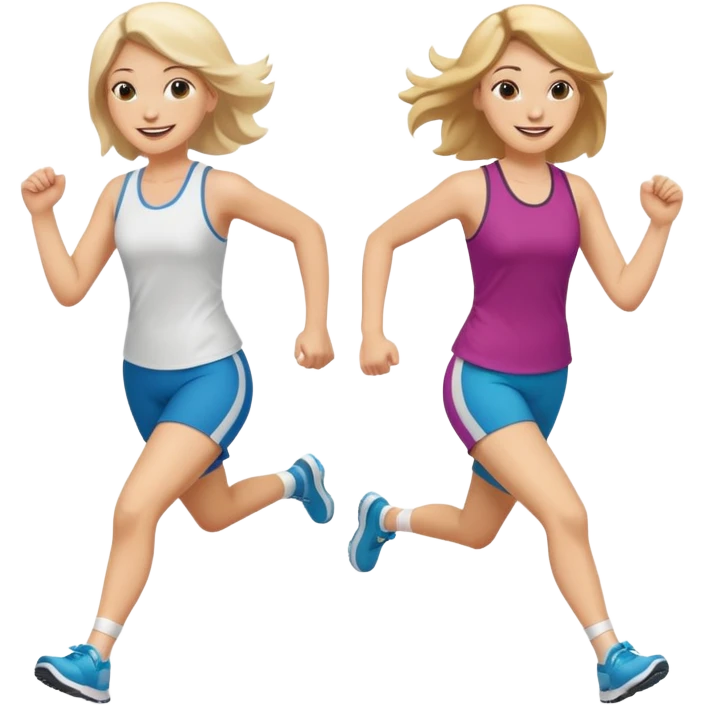 2 white women running holding hands emoji