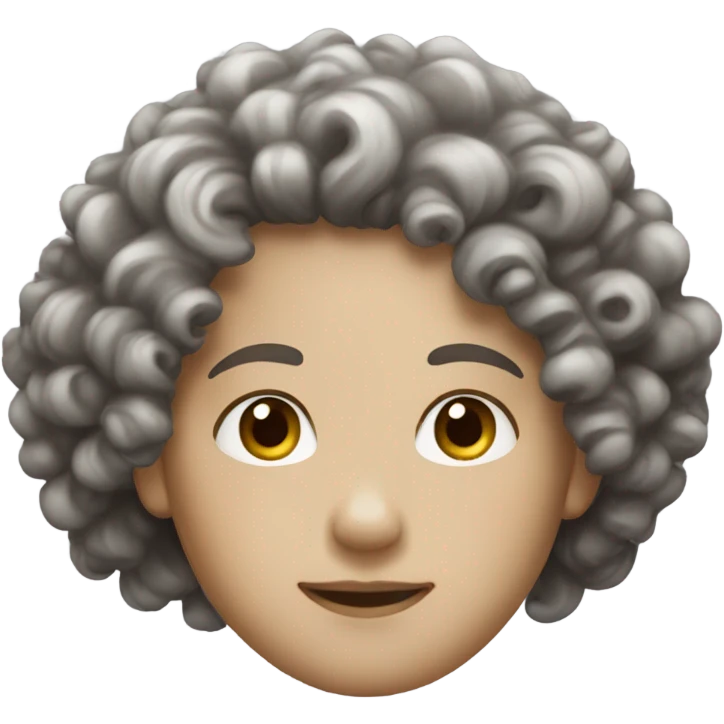 Curly hair, dark brown, with white skin emoji