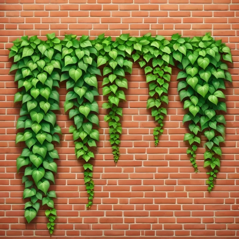 red brick wall with green ivy growing on it emoji