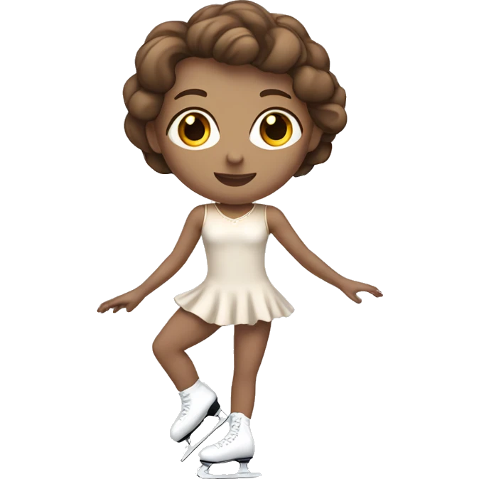 White Figure skater with brown hair wearing a skating dress emoji
