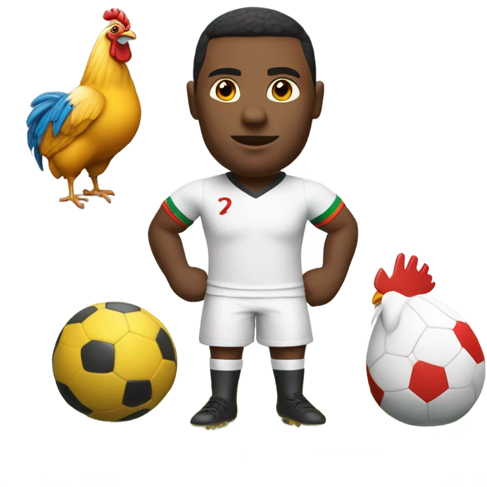 Joueur de foot avec coq sur le maillot blanc emoji