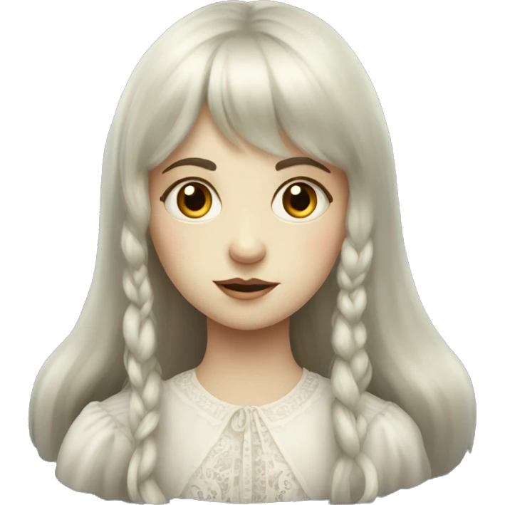victorian ghost russian girl with long hair and bangs emoji