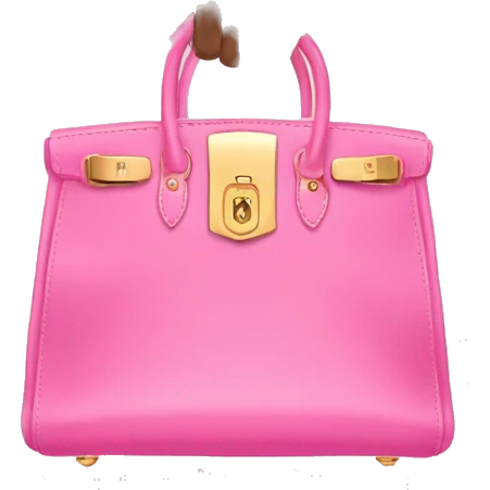 hand with gold nails holding pink birkin bag emoji