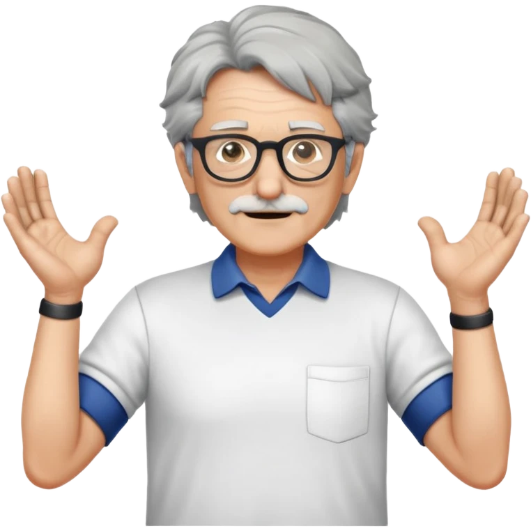older professor with salt-and-pepper hair and glasses wearing shirts, no mustache, with hands positioned as if grabbing an invisible rugby ball emoji