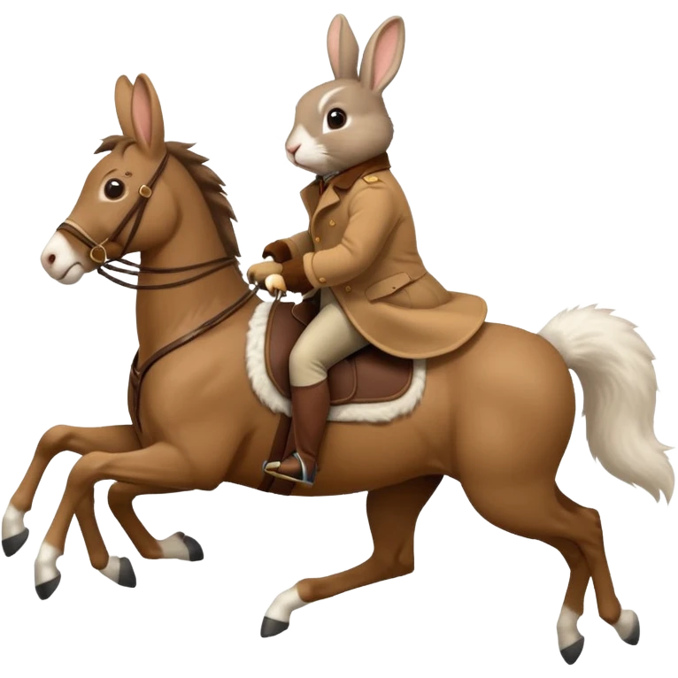Exciting rabbit galloping on the back of 4 legs horse emoji