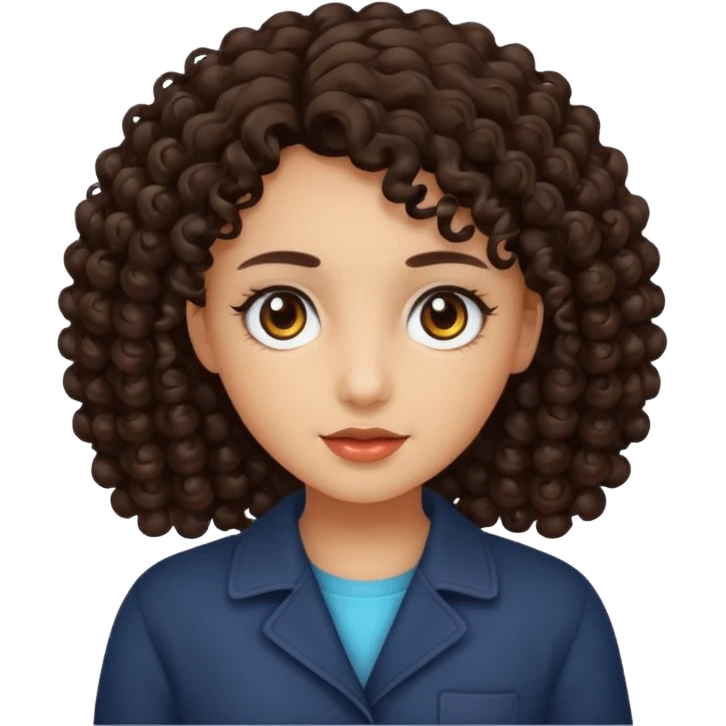 a girl with curly dark brown hair and dark brown eyes emoji