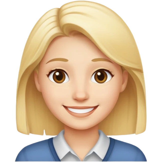 blonde person with a friendly smile emoji