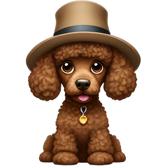 Full boudy Brown Pudel with hat emoji