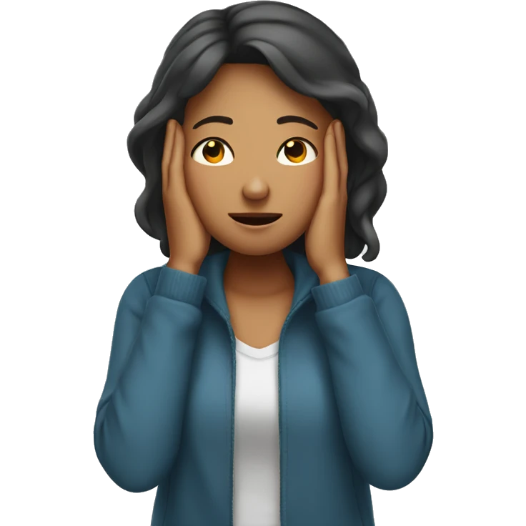 Girl covering her ears with eyes closed emoji